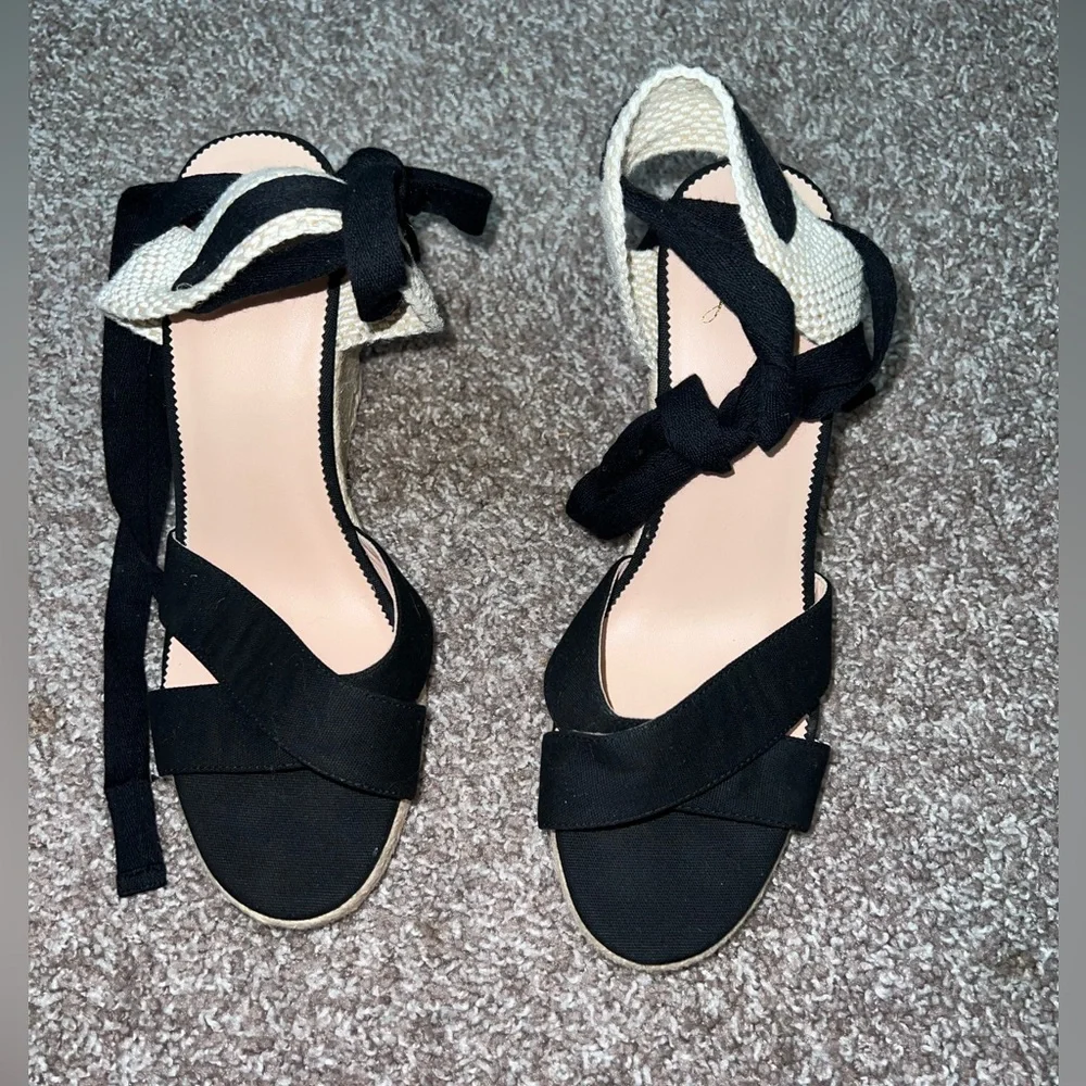 J. Crew Canvas Lace Up Espadrille Wedges